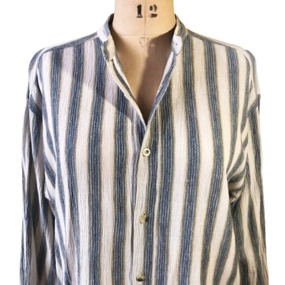 Vintage Jordache minimalist 100% cotton striped button up shirt - Picture 10 of 16